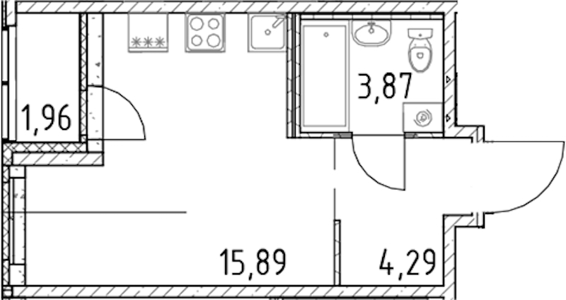 Квартира студия 24.05 м², 10/17 эт., ЖК «Город Первых»